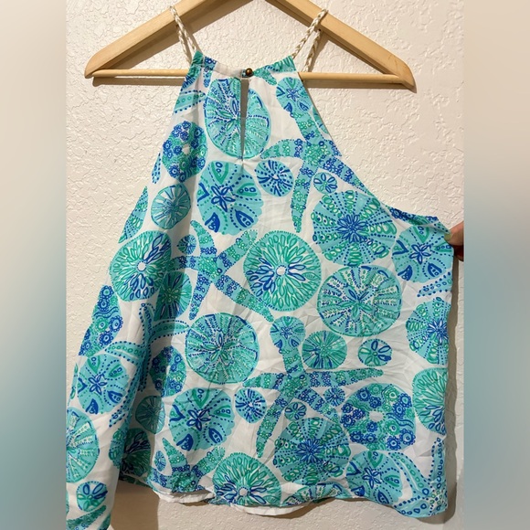 Lilly Pulitzer Target Blue Halter Top size XL Starfish print Beachy Preppy - Picture 2 of 6